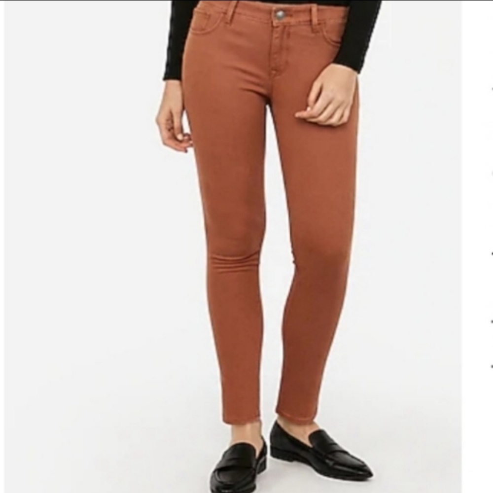 Express mid rise legging jeans brown 6 Short